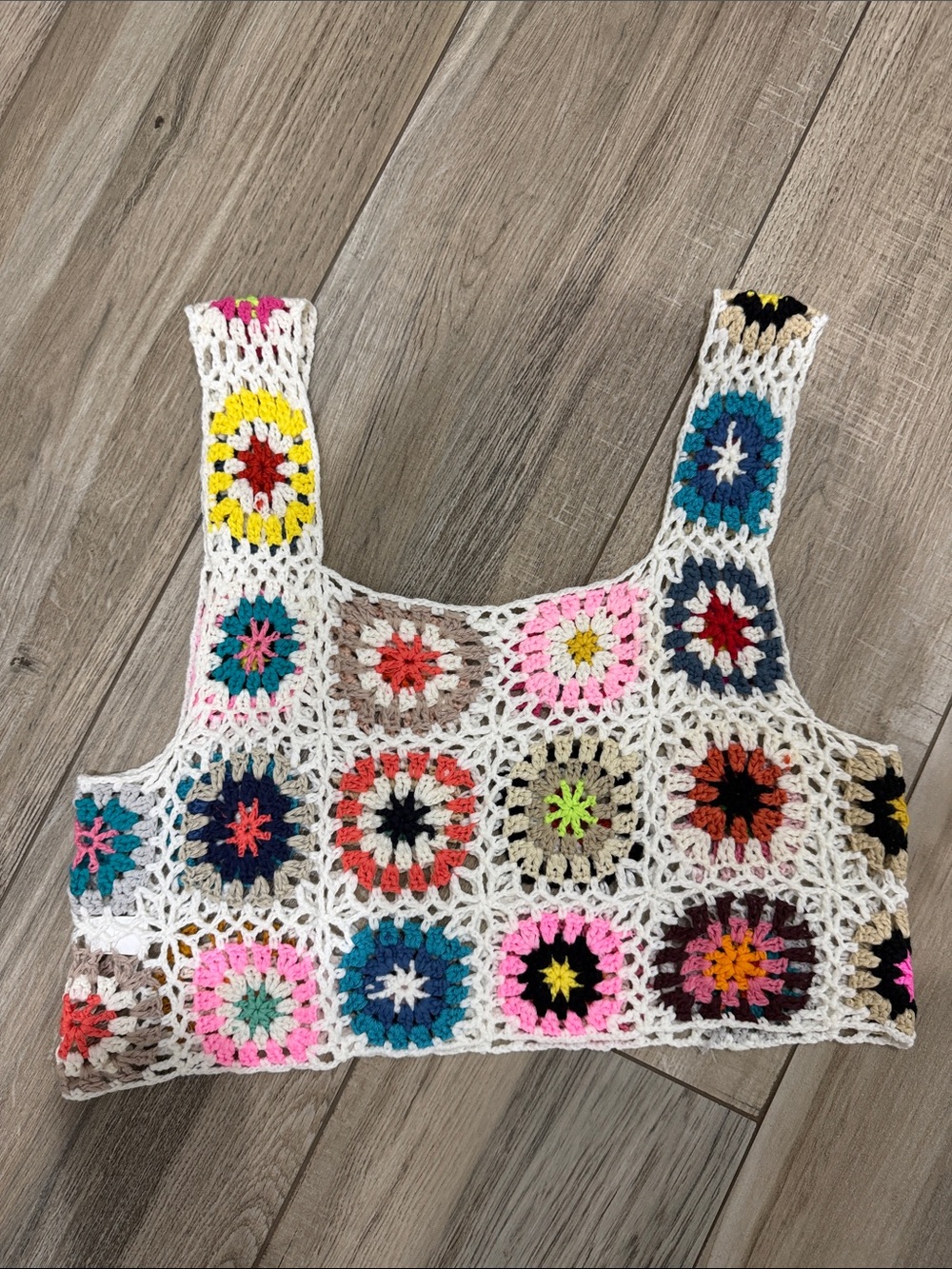 Boho Crochet Multicolor Square Tank Top - Women